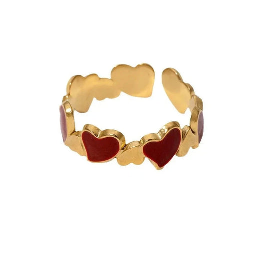 Ring Gold Plot with Red hearts-R012