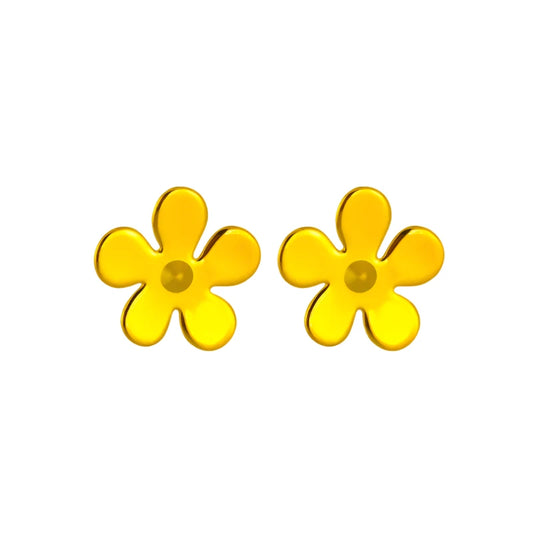 Earrings of steel yellow flowers-ea549