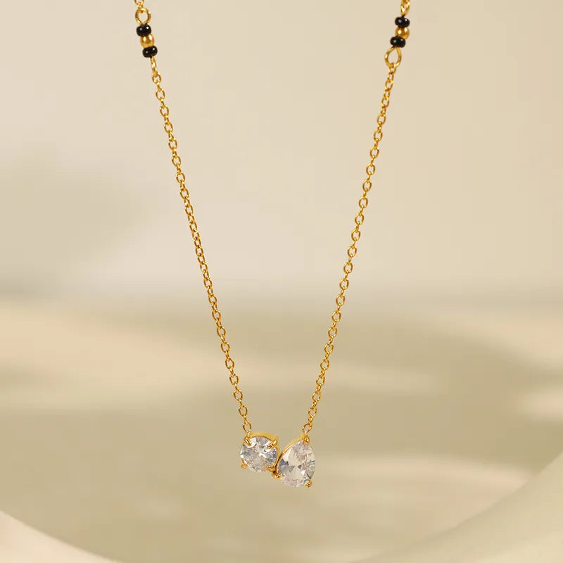 Necklace Golding Steel with two Zircon-Ne324