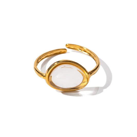 Δαχτυλίδι χρυσό ατσάλι με ρητίνη-R009