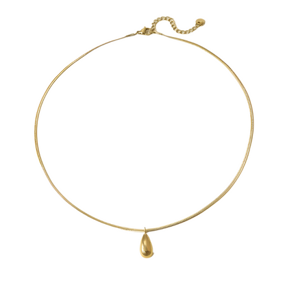 Gold-plated necklace with golden drop-Ne155