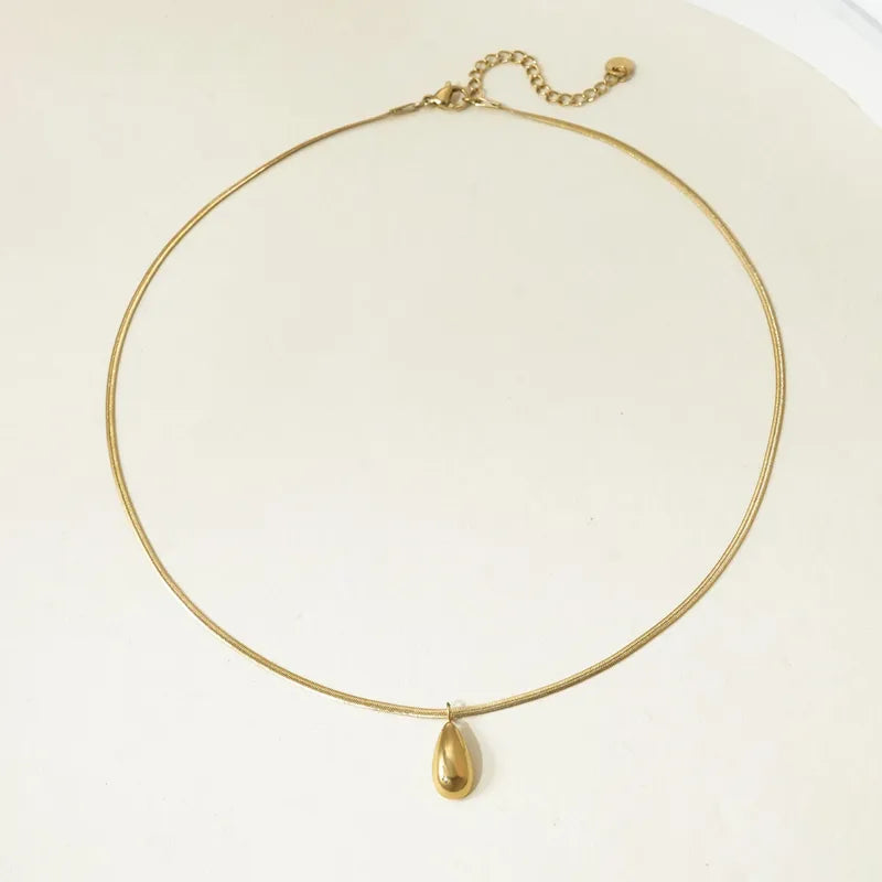 Gold-plated necklace with golden drop-Ne155