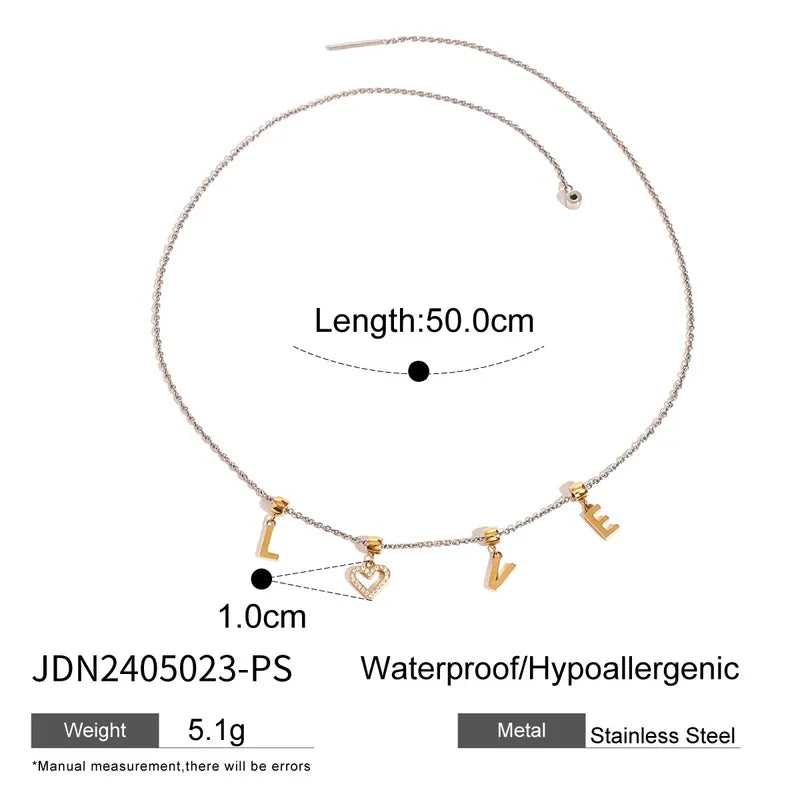 Κολιέ ατσάλι με γράμματα LOVE-NE421