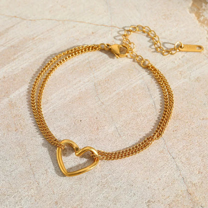 Βραχιόλι ατσάλι χρυσό  με καρδιές-BR273