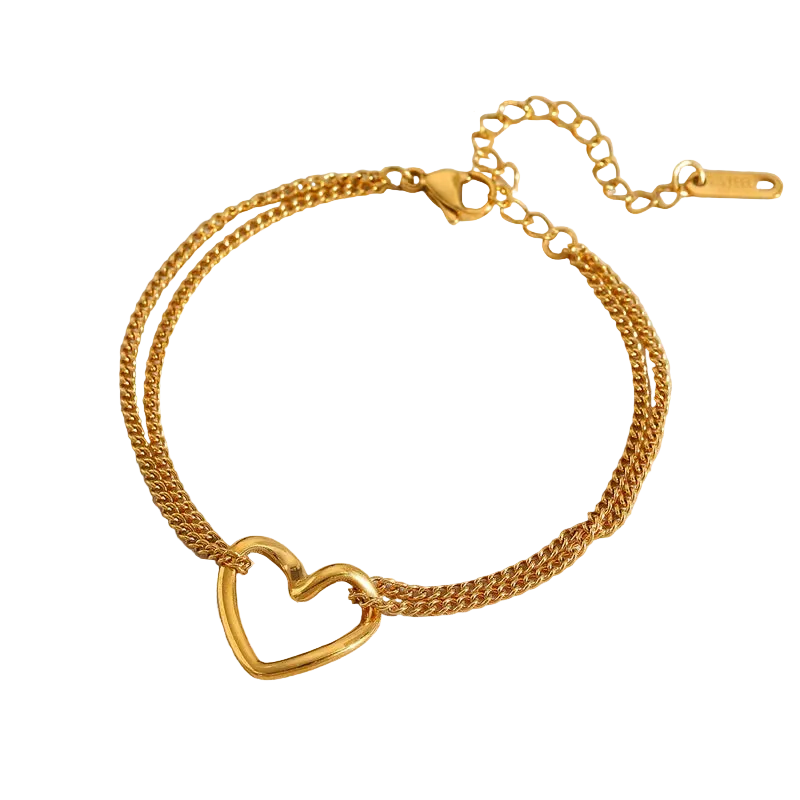 Βραχιόλι ατσάλι χρυσό  με καρδιές-BR273