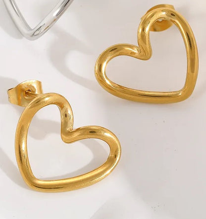 Earrings Gold Plated Steel Hearts-EA516
