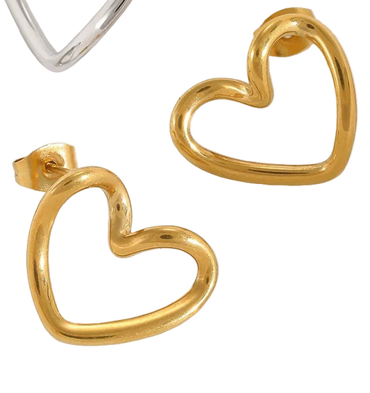 Earrings Gold Plated Steel Hearts-EA516
