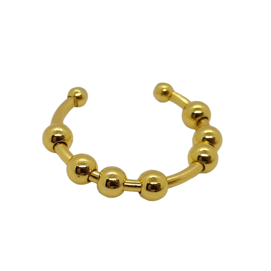 Ring Golden Steel with Golden Beads-R070