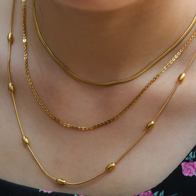 Necklace triple gold-plated steel-Ne448