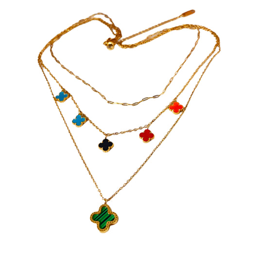 Climbing necklace with colorful round crosses-ne366