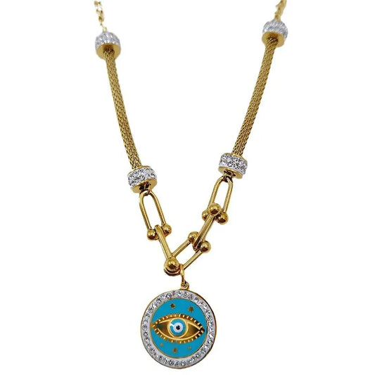 Necklace Gold Plot with turquoise eye-ne209