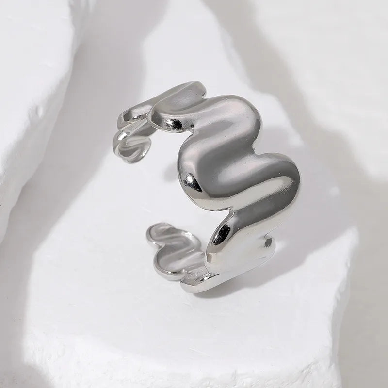 Anel de aço prateado - w032