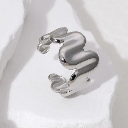 Anel de aço prateado - w032