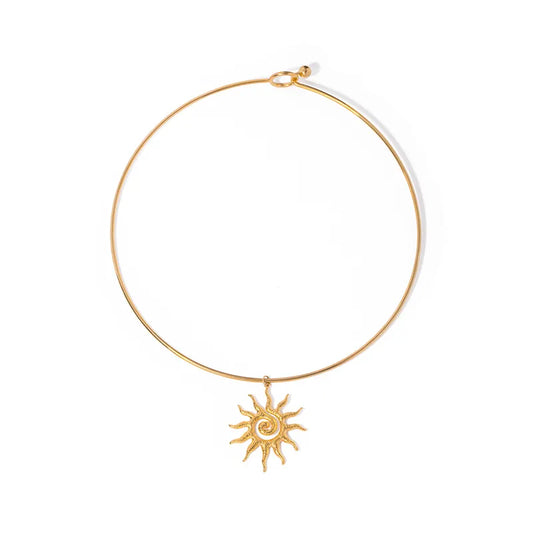 Steel necklace with sun - w323