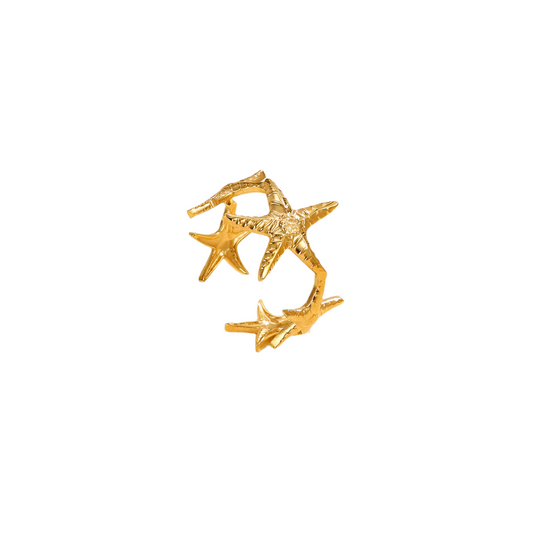 *Ring gold steel with starfish