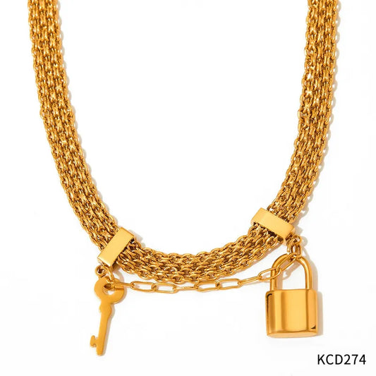 Steel Gold Necklace - Ne211