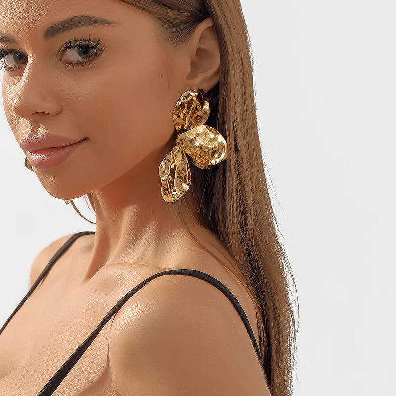 Brass gold earrings - w490