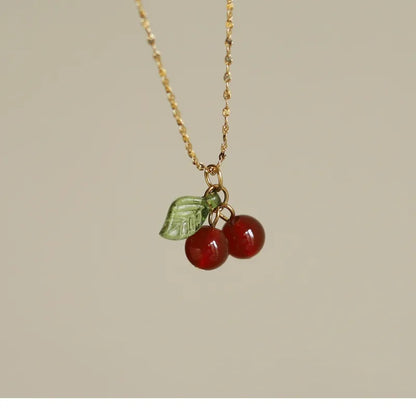 Steel necklace with cherries - ne380