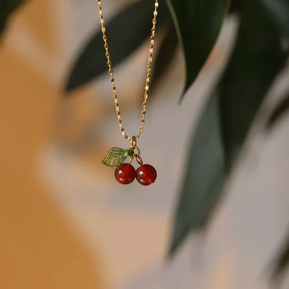 Steel necklace with cherries - ne380