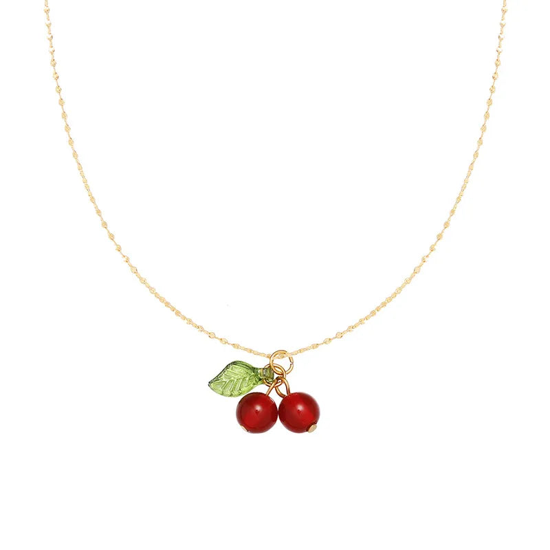 Steel necklace with cherries - ne380