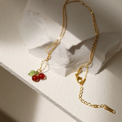 Steel necklace with cherries - ne380