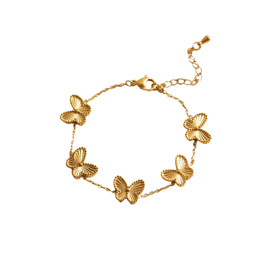 Bracelet gold steel with butterflies-br213