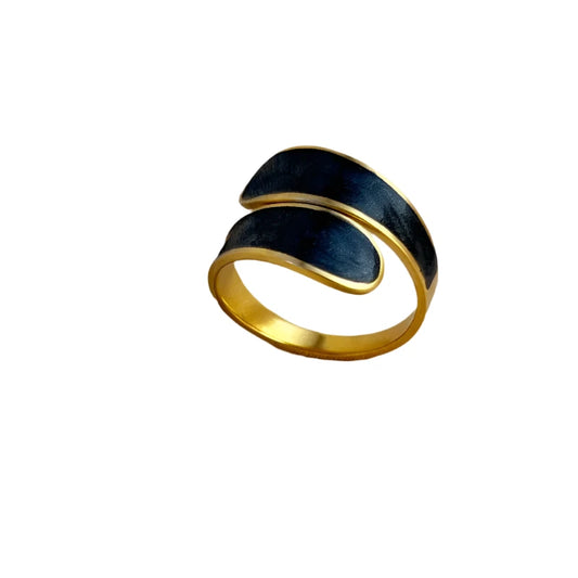 Ring Gold Plated Steel with Black Coating-R129