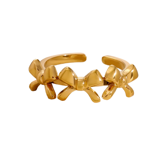 Ring gold steel with small bows-r021