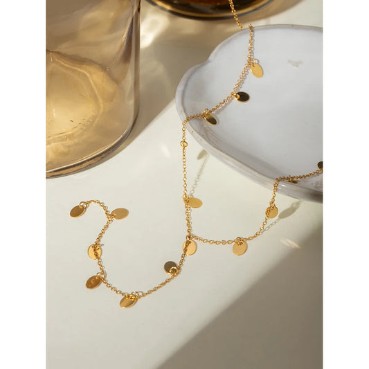 Steel gold necklace - w041