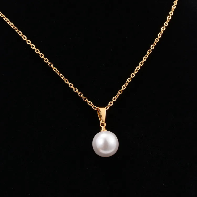 Necklace Gold Plated Steel with Simple Perla-NE083