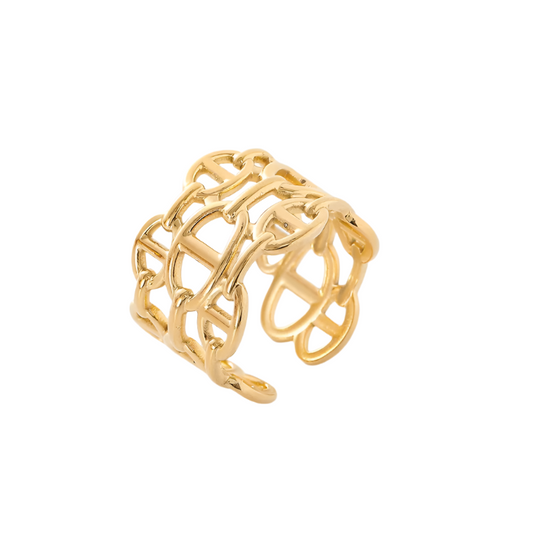 Ring gold steel with many rows-r050 rows