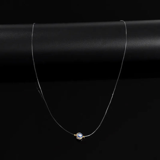 Necklace steel concrete with eye blue and zircon-ne019