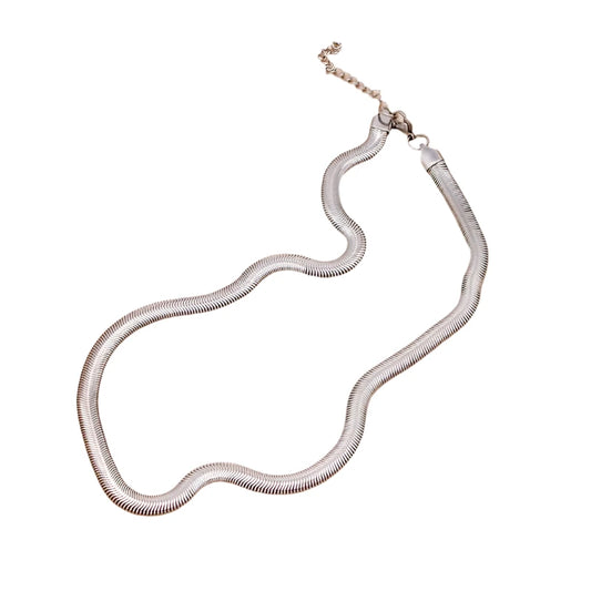 Silver Flat Chain Necklace-Ne486