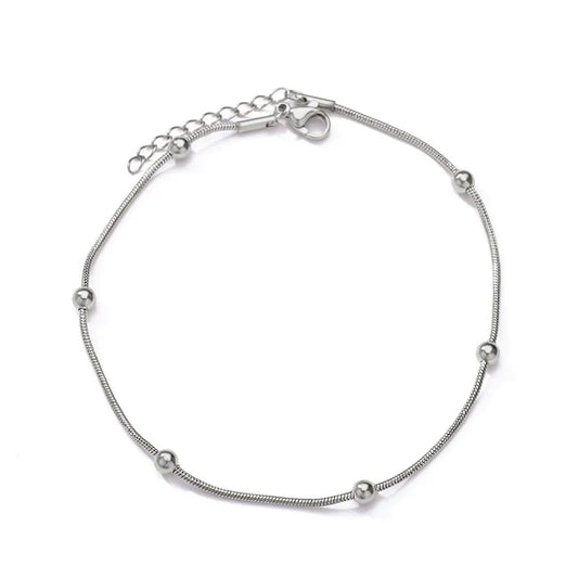 Βραχιόλι ποδιού ατσάλινο ασημί - AN069