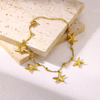 Βραχιόλι ποδιού ατσάλινο με αστερίες  - ΑΝ082