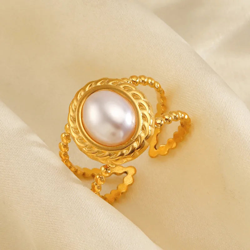 Ring Gold Plum Oval with Oval Perla-R233