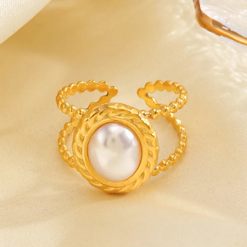 Ring Gold Plum Oval with Oval Perla-R233