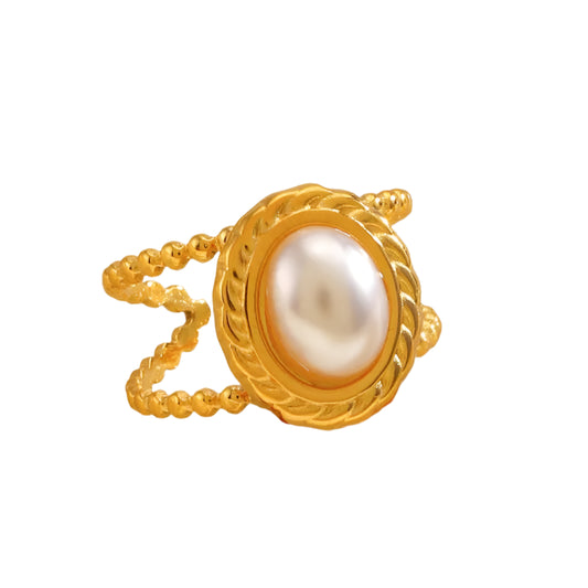 Ring Gold Plum Oval with Oval Perla-R233