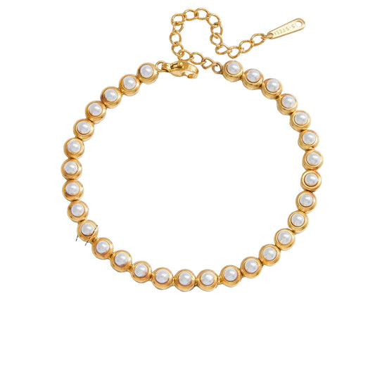 Βραχιόλι επιχρυσωμένο ατσάλι με πέρλες -  BR481
