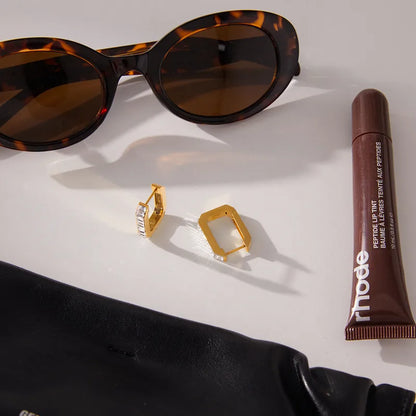 Σκουλαρίκια επιχρυσωμένο ατσάλι τετράγωνα με zircon-EA290