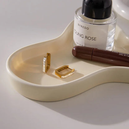 Σκουλαρίκια επιχρυσωμένο ατσάλι τετράγωνα με zircon-EA290