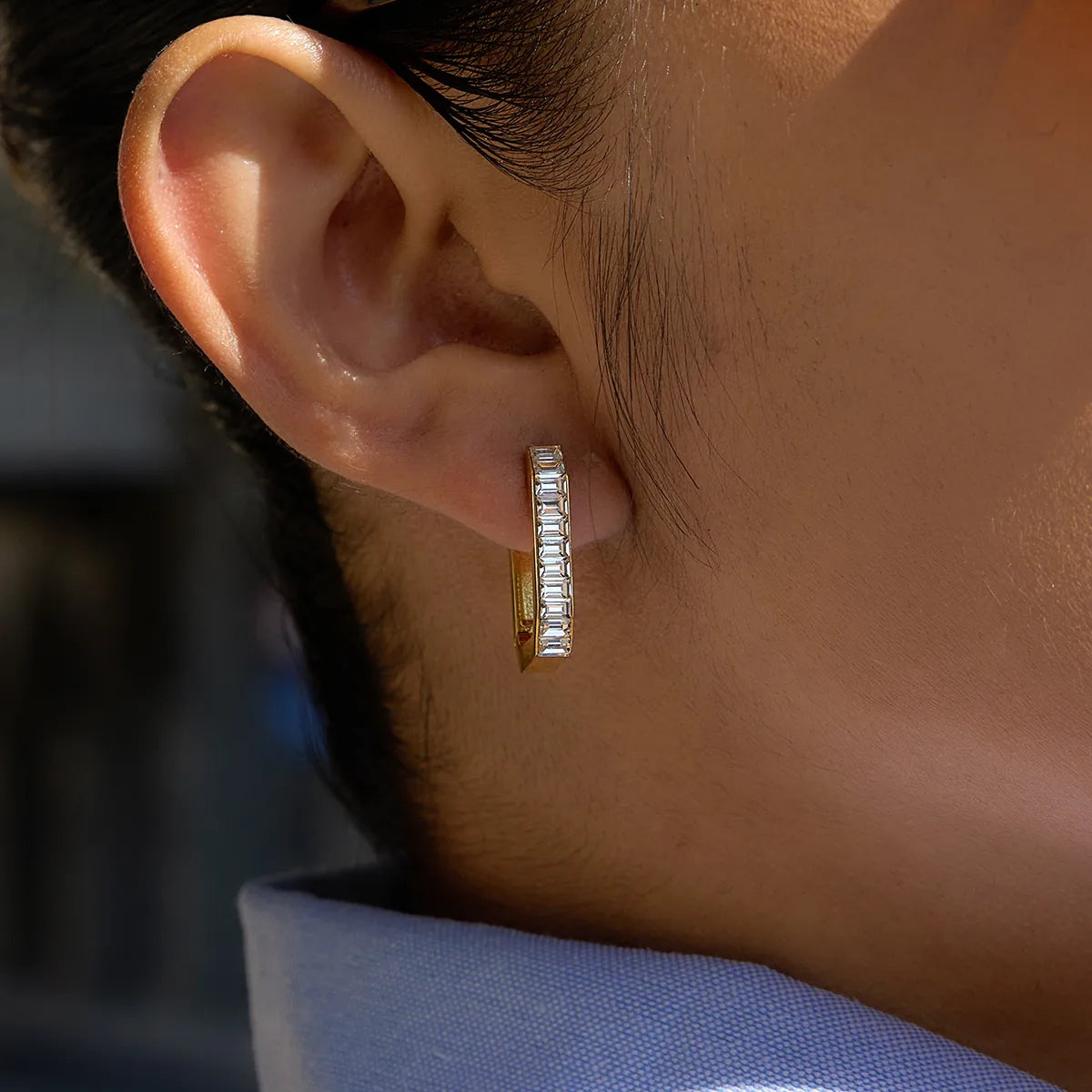 Σκουλαρίκια επιχρυσωμένο ατσάλι τετράγωνα με zircon-EA290