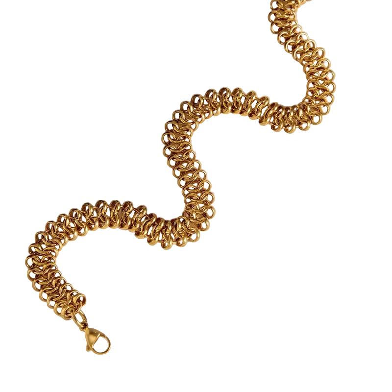 Κολιέ επιχρυσωμένο ατσάλι φαρδύ τσοκερ - NE712