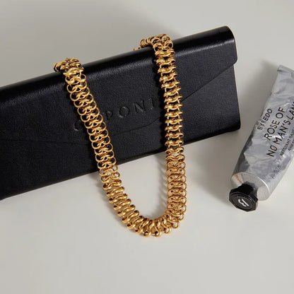 Κολιέ επιχρυσωμένο ατσάλι φαρδύ τσοκερ - NE712