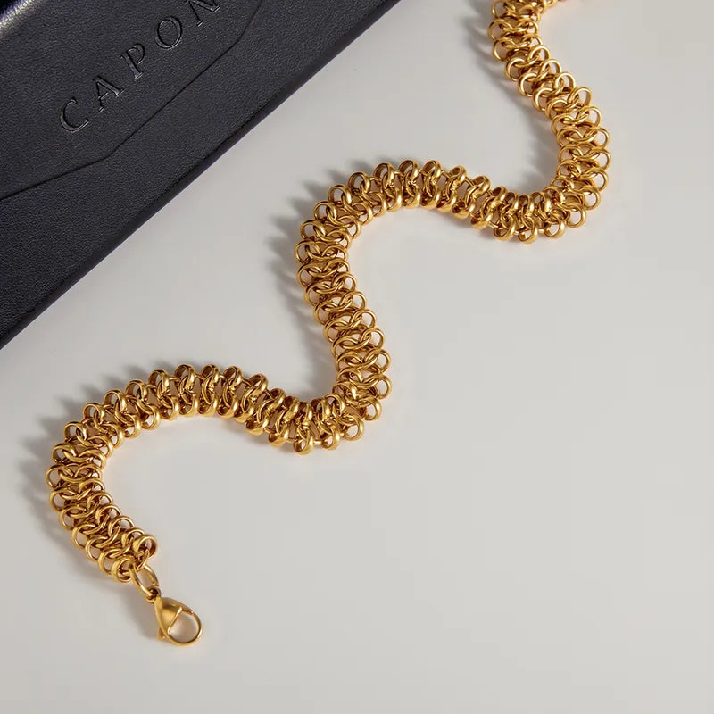 Κολιέ επιχρυσωμένο ατσάλι φαρδύ τσοκερ - NE712