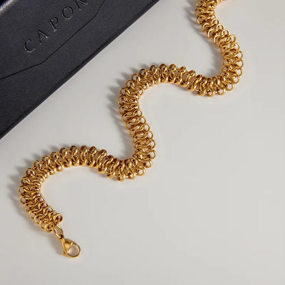 Κολιέ επιχρυσωμένο ατσάλι φαρδύ τσοκερ - NE712