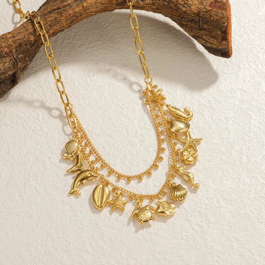 Κολιέ ατσάλινο με καλοκαιρινά στοιχεία - NE602