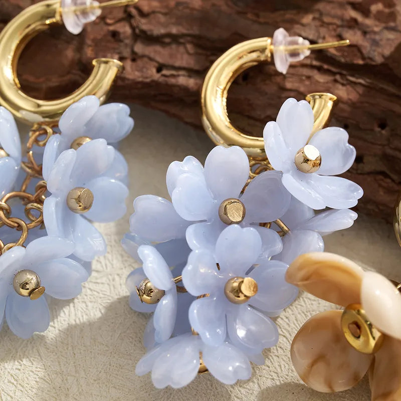 Σκουλαρίκια λουλούδια με ρητίνη - EA698