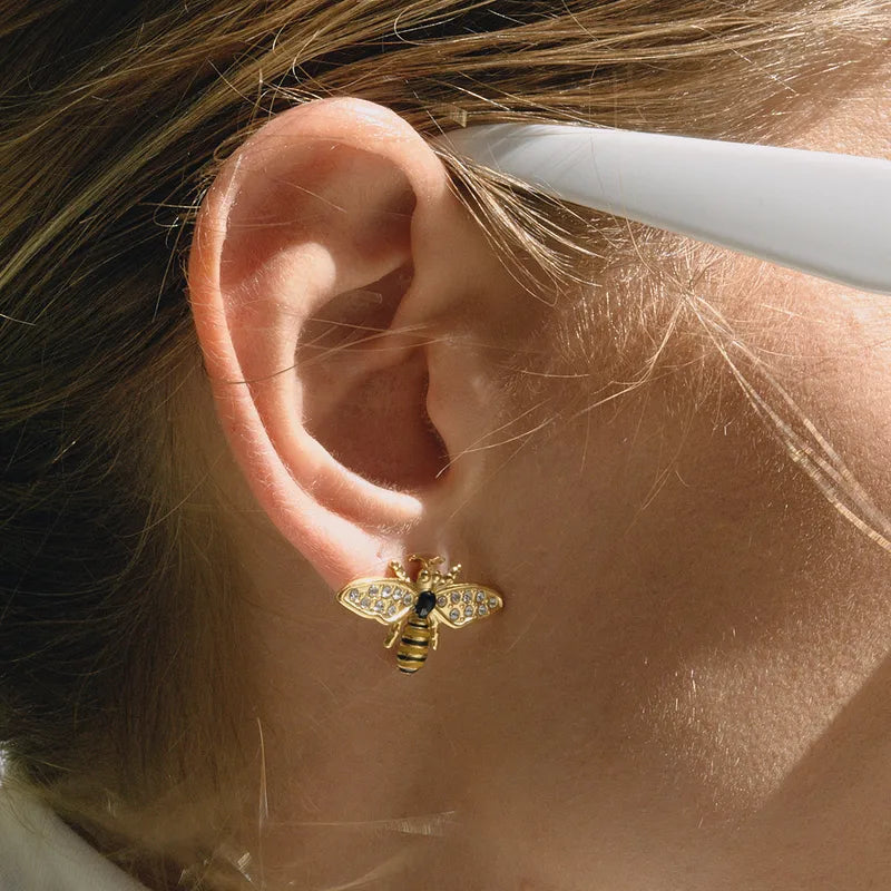 Σκουλαρίκια επιχρυσωμένο ατσάλι μέλισσες με zircon-EA576