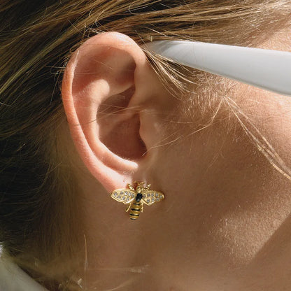 Σκουλαρίκια επιχρυσωμένο ατσάλι μέλισσες με zircon-EA576